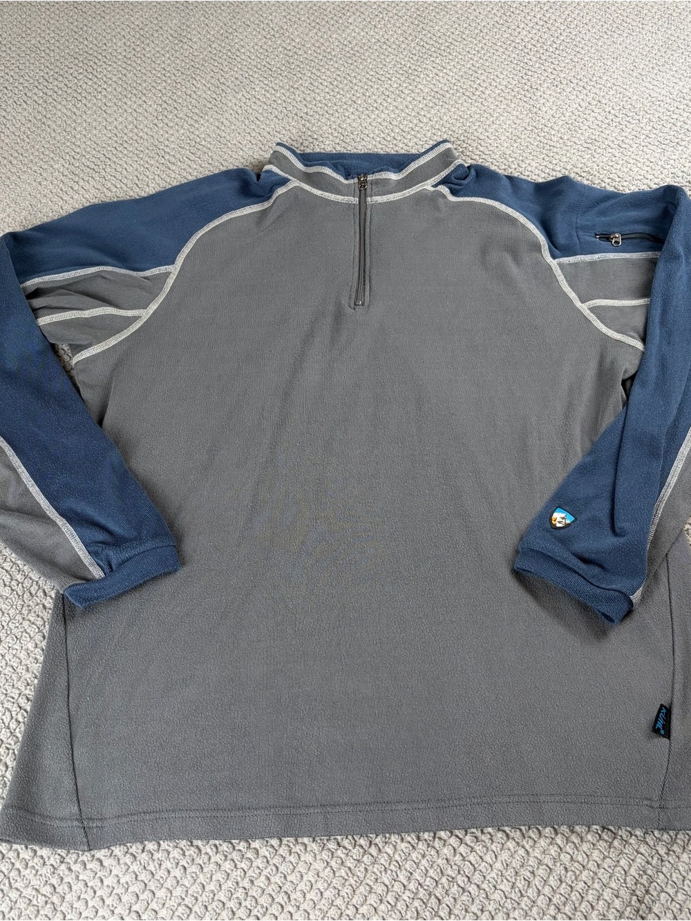 Kuhl Men's technikore 1/4 zip blue gray longsleeve large